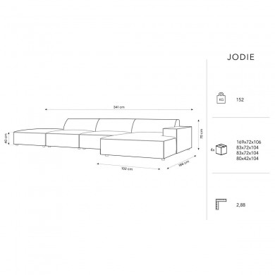 Canapé d'angle droit velours Jodie Beige Clair 5 Places BOUTICA DESIGN MIC_RCO_51_F1_JODIE1