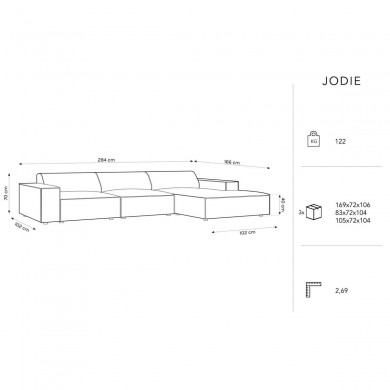 Canapé d'angle droit velours Jodie Beige Clair BOUTICA DESIGN MIC_RC_51_F1_JODIE1