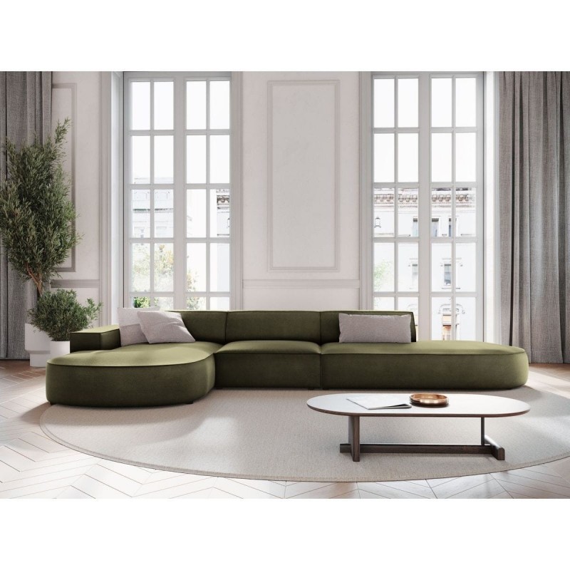 Canapé arrondi d'angle gauche velours Jodie Vert L342cm BOUTICA DESIGN MIC_RLCO_51_F1_JODIE2