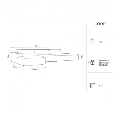 Canapé arrondi d'angle gauche velours Jodie Vert L342cm BOUTICA DESIGN MIC_RLCO_51_F1_JODIE2