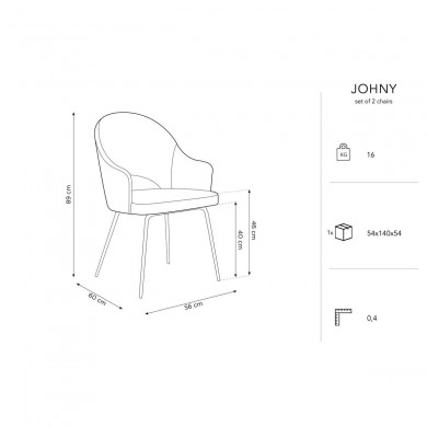 Chaise (lot x2) velours Johnny Beige BOUTICA DESIGN MIC_CHSET2_2_F1_JOHNNY1