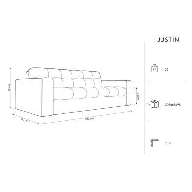 Canapé Justin Vert Foncé 3 Places BOUTICA DESIGN MIC_3S_99_F1_JUSTIN3