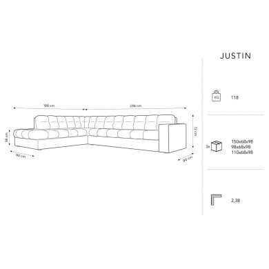 Canapé d'angle gauche Justin Gris 5 Places BOUTICA DESIGN MIC_LC_L_51_F1_JUSTIN5