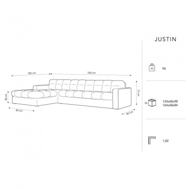 Canapé d'angle gauche velours Justin Vert Bouteille 4 Places BOUTICA DESIGN MIC_LC_S_51_F1_JUSTIN2