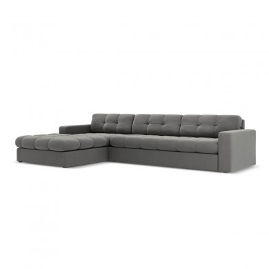 Canapé d'angle gauche velours Justin Gris Clair 4 Places BOUTICA DESIGN MIC_LC_S_51_F1_JUSTIN4