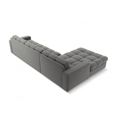 Canapé d'angle gauche velours Justin Gris Clair 4 Places BOUTICA DESIGN MIC_LC_S_51_F1_JUSTIN4