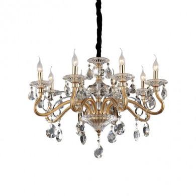 Lustre avec Pampilles NEGRESCO Or 8x40W IDEAL LUX 87764