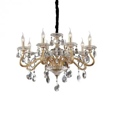 Lustre avec Pampilles NEGRESCO Or 8x40W IDL_087764 87764 Lustre avec Pampilles NEGRESCO Or 8x40W IDEAL LUX 87764