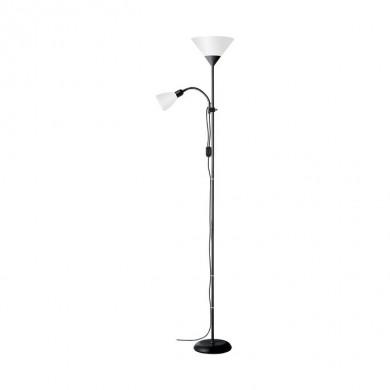 Lampadaire avec liseuse SPARI 4 1x60W E27 NOIR VERRE BLANC BRILLIANT 93008/76