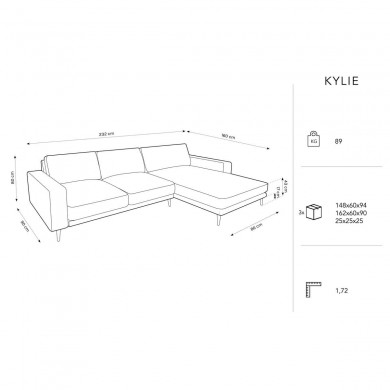 Canapé d'angle droit velours Kylie Beige Clair L232cm BOUTICA DESIGN MIC_RC_51_F1_KYLIE1