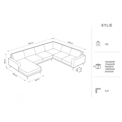 Canapé panoramique droit Kylie Noir BOUTICA DESIGN MIC_UR_99_F1_KYLIE6