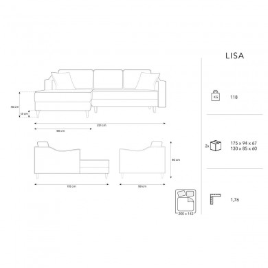 Canapé d'angle gauche convertible avec coffre Lisa Gris Foncé Pieds Bois de Hêtre Brun BOUTICA DESIGN MIC_LCF_107_F1_LISA5