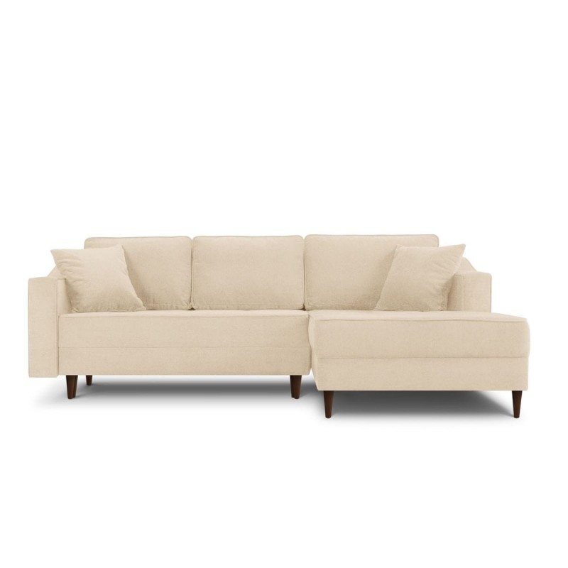 Canapé d'angle droit convertible avec coffre Lisa Beige Pieds Bois de Hêtre Brun BOUTICA DESIGN MIC_RCF_107_F1_LISA1