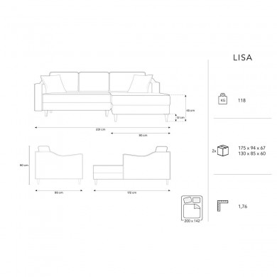 Canapé d'angle droit convertible avec coffre Lisa Gris Clair BOUTICA DESIGN MIC_RCF_107_F1_LISA3