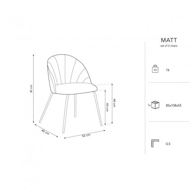 Chaise (lot x2) velours Matt Jaune BOUTICA DESIGN MIC_CHSET2_2_F1_MATT3