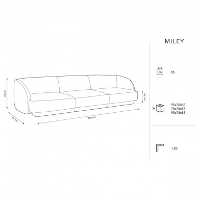 Canapé velours Miley Vert 3 Places BOUTICA DESIGN MIC_3S_51_F1_MILEY8