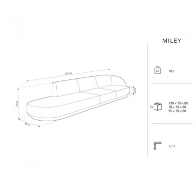 Canapé gauche velours Miley Beige Clair BOUTICA DESIGN MIC_R4SOL_51_F1_MILEY1