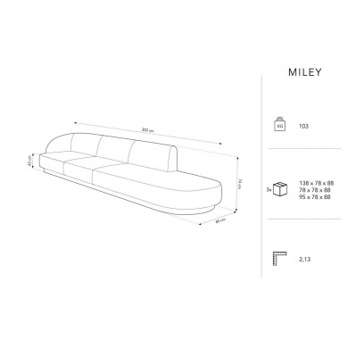 Canapé droit velours Miley Beige Clair BOUTICA DESIGN MIC_R4SOR_51_F1_MILEY1