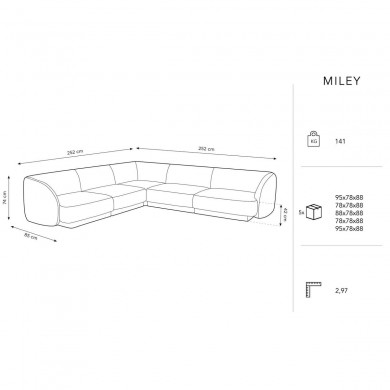 Canapé d'angle symétrique velours Miley Beige Clair L252cm BOUTICA DESIGN MIC_COR_51_F1_MILEY1