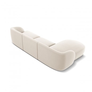 Canapé d'angle gauche velours Miley Beige Clair 4 Places BOUTICA DESIGN MIC_LC_51_F1_MILEY1