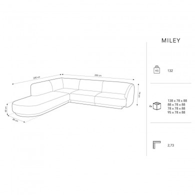 Canapé arrondi d'angle gauche velours Miley Beige Clair 6 Places BOUTICA DESIGN MIC_RLCO_51_F1_MILEY1