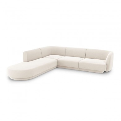 Canapé arrondi d'angle gauche velours Miley Beige Clair 6 Places BOUTICA DESIGN MIC_RLCO_51_F1_MILEY1