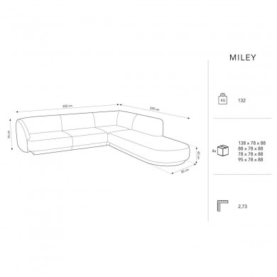 Canapé arrondi d'angle droit velours Miley Beige Clair 6 Places BOUTICA DESIGN MIC_RRCO_51_F1_MILEY1