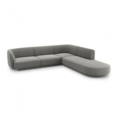 Canapé arrondi d'angle droit velours Miley Gris Clair 6 Places BOUTICA DESIGN MIC_RRCO_51_F1_MILEY3