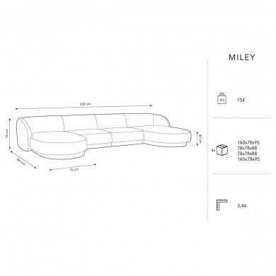 Canapé panoramique Miley Pétrole 5 Places BOUTICA DESIGN MIC_U_140_F1_MILEY3