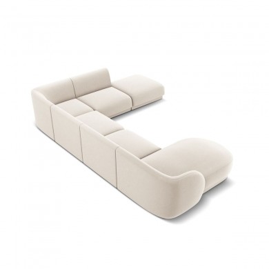 Canapé d'angle panoramique droit velours Miley Beige Clair BOUTICA DESIGN MIC_UR_51_F1_MILEY1