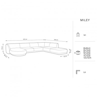 Canapé d'angle panoramique droit velours Miley Jaune BOUTICA DESIGN MIC_UR_51_F1_MILEY7