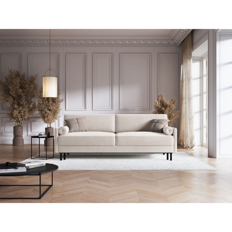 Canapé convertible avec coffre velours Scott Beige Clair BOUTICA DESIGN MIC_3SF_51_F1_SCOTT1