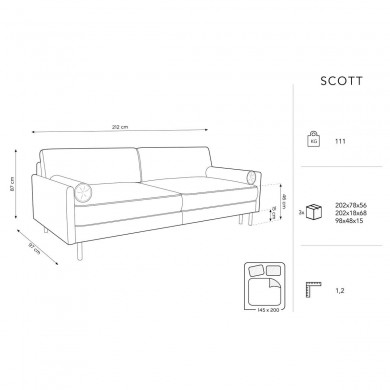 Canapé convertible avec coffre velours Scott Beige Clair BOUTICA DESIGN MIC_3SF_51_F1_SCOTT1