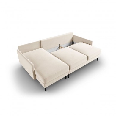 Canapé d'angle gauche convertible avec coffre velours Scott Beige Clair BOUTICA DESIGN MIC_LCF_51_F1_SCOTT1