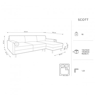 Canapé d'angle droit convertible avec coffre Scott Bleu Clair BOUTICA DESIGN MIC_RCF_51_F1_SCOTT2