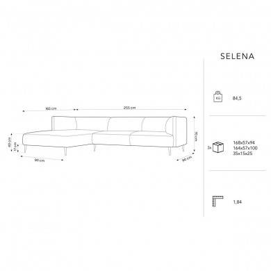 Canapé d'angle gauche Selena Beige Clair 4 Places BOUTICA DESIGN MIC_LC_51_F1_SELENA1