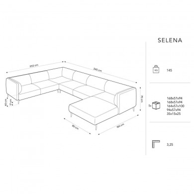 Canapé panoramique gauche velours Selena Beige Clair BOUTICA DESIGN MIC_UL_51_F1_SELENA1