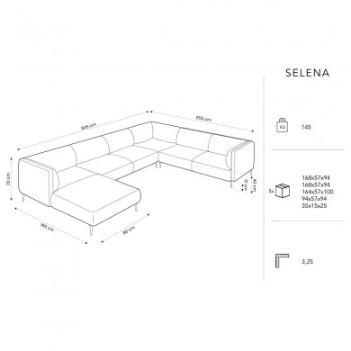 Canapé panoramique droit velours Selena Beige Clair BOUTICA DESIGN MIC_UR_51_F1_SELENA1