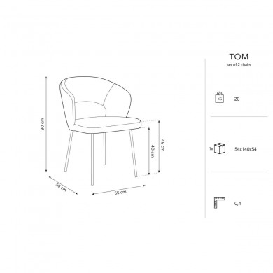 Chaise (lot x2) velours Tom Beige BOUTICA DESIGN MIC_CHSET2_2_F1_TOM1