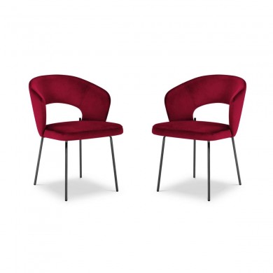 Chaise (lot x2) velours Tom Rouge BOUTICA DESIGN MIC_CHSET2_2_F1_TOM4