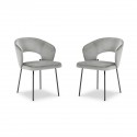Chaise (lot x2) velours Tom Gris Clair
