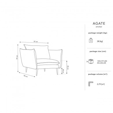 Fauteuil velours Agate Bleu Roi Pieds Métal Noir BOUTICA DESIGN MIC_ARM_2_F2_AGATE2