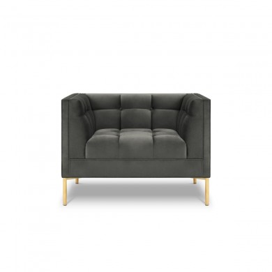 Fauteuil velours Karoo Gris Foncé Pieds Métal Doré BOUTICA DESIGN MIC_ARM_51_F1_KAROO10