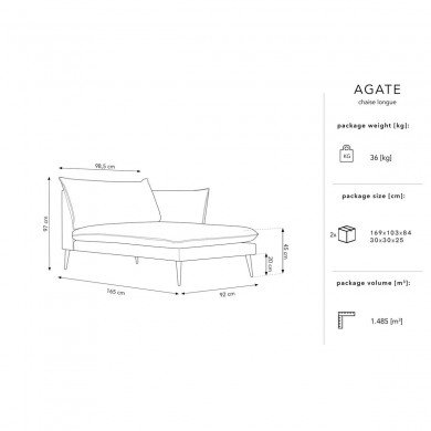 Canapé Méridienne droite velours Agate Gris Clair Pieds Métal Doré BOUTICA DESIGN MIC_CHR_2_F1_AGATE3