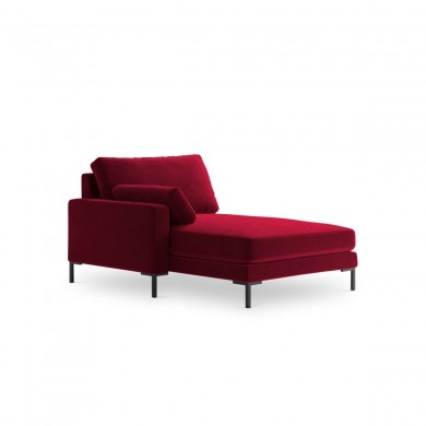 Canapé Méridienne gauche velours Jade Rouge Pieds Métal Noir BOUTICA DESIGN MIC_CHL_51_F1_JADE1