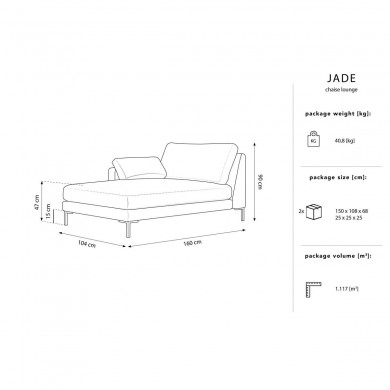 Canapé Méridienne gauche velours Jade Vert Bouteille Pieds Métal Noir BOUTICA DESIGN MIC_CHL_51_F1_JADE3