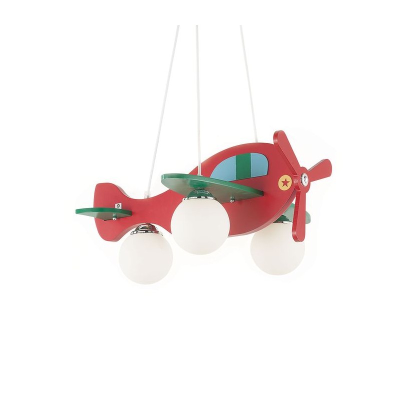 Suspension AVION-2 Rouge/vert 3x40W IDL_136318 136318 Suspension AVION-2 Rouge/vert 3x40W IDEAL LUX 136318