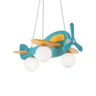 Suspension AVION-1 Bleu/jaune 3x40W IDEAL LUX 136325