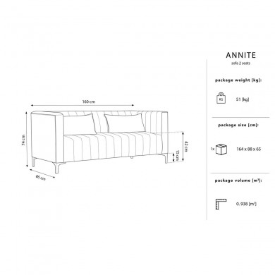 Canapé velours Annite Beige Pieds Métal Doré 2 Places BOUTICA DESIGN MIC_2S_B1_2_ANNITE1