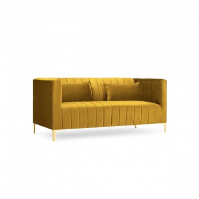 Canapé velours Annite Jaune Pieds Métal Doré 2 Places BOUTICA DESIGN MIC_2S_B1_2_ANNITE2